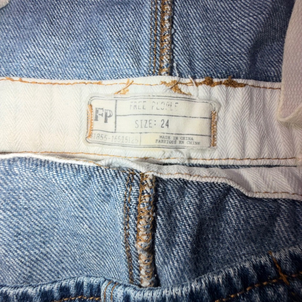 Free People Womens 24 Denim Shortalls Blue Jean Overalls Medium Wash Shorts - Picture 3 of 12
